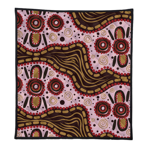 Australia Aboriginal Quilt - Aboriginal Inspired With Pink Background Quilt
